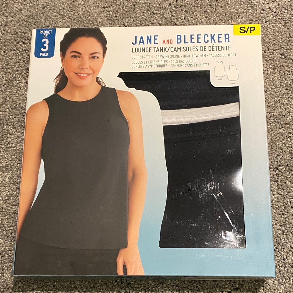 Jane and Bleecker Black and White Lounge Tank 3 pack size small new in box